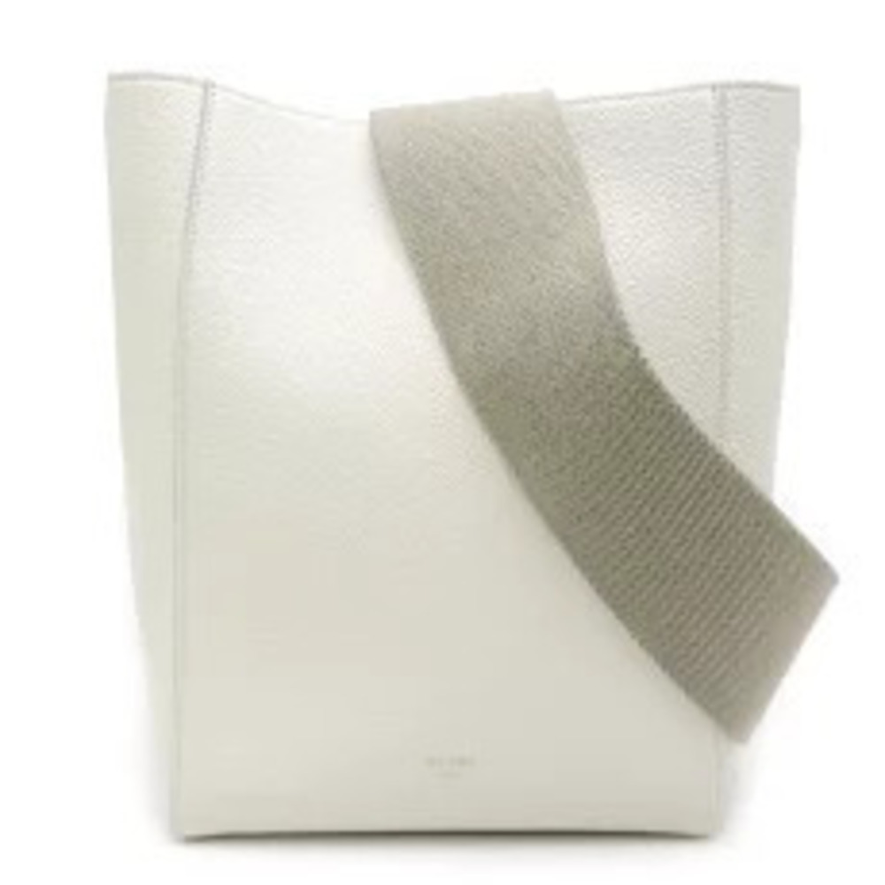 Celine Sangle Bucket Shoulder Bag Calfskin White